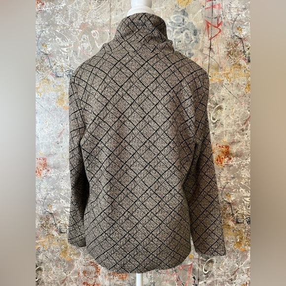 CAFE AU LAIT Vintage Cowl Neck Top with faux leather accents. Size Medium - Picture 2 of 9